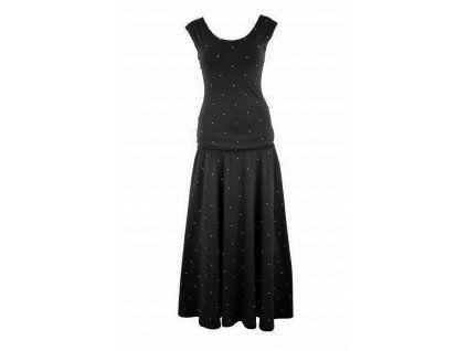 Black Mountain Maxi půlkolové šaty - černé s puntíky – hlavní pohled