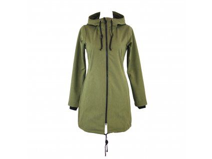 Black Mountain Softshellový kabát - základní - khaki žíhaný – hlavní pohled