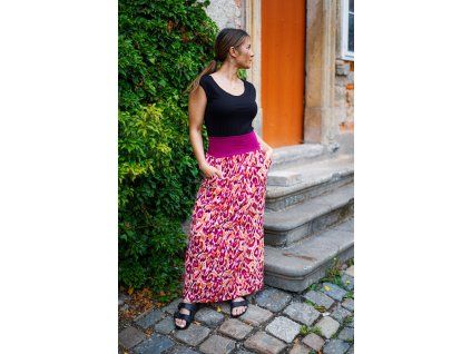 Black Mountain Maxi sukně - růžové sgraffito – hlavní pohled