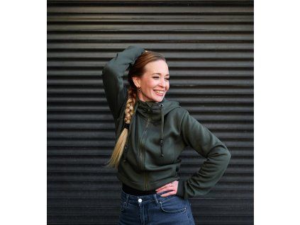 Black Mountain Krátká mikina na zip - khaki II.JAKOST – hlavní pohled
